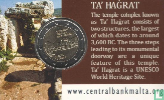 Malta 2 Euro 2019 (Coincard) "Ta' Hagrat temples" - Bild 1