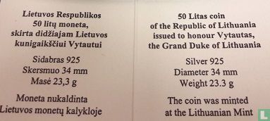 Litouwen 50 litu 2000 (PROOF) "Vytautas - Grand Duke of Lithuania" - Afbeelding 3