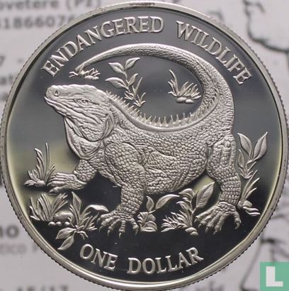 Cayman Islands 1 dollar 1995 (PROOF) "Blue rock iguana" - Image 2