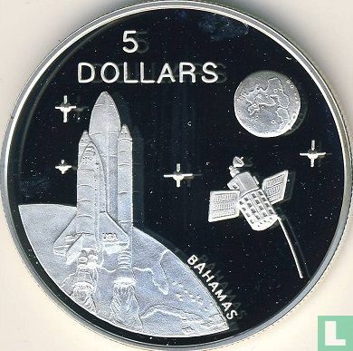 Bahama's 5 dollars 1994 (PROOF) "Space shuttle and satellite" - Afbeelding 2
