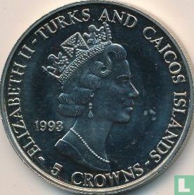Turks- und Caicosinseln 5 Crown 1993 "1994 Winter Olympics - Bobsledding" - Bild 1