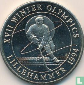 Turks- en Caicoseilanden 5 crowns 1993 "1994 Winter Olympics - Ice hockey" - Afbeelding 2