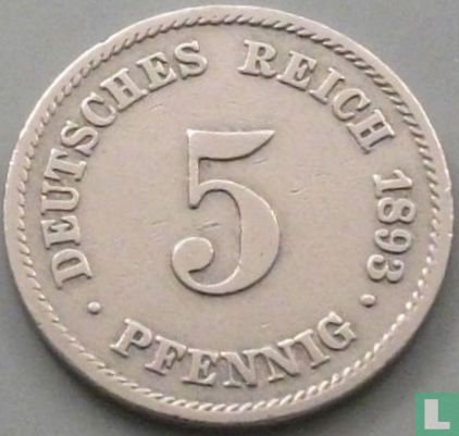 Duitse Rijk 5 pfennig 1893 (E) - Afbeelding 1