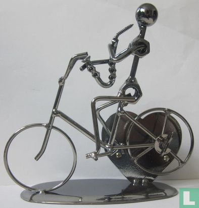 Marionette mit Saxophon auf \"Musik\" Fahrrad - Bild 1