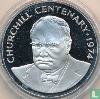 Kaaimaneilanden 25 dollars 1974 (PROOF) "100th anniversary Birth of Winston Churchill" - Afbeelding 1