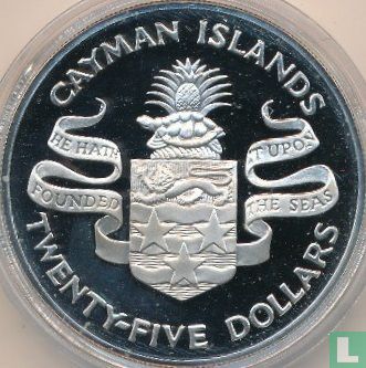 Cayman Islands 25 dollars 1974 (PROOF) "100th anniversary Birth of Winston Churchill" - Image 2
