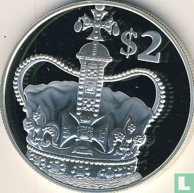 Cayman Islands 2 dollars 2002 (PROOF) "50th anniversary of the Accession of Queen Elizabeth II" - Image 2