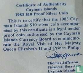 Cayman Islands 10 dollars 1983 (PROOF) "Royal visit of Queen Elizabeth II and Prince Philip" - Image 3
