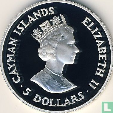 Îles Caïmans 5 dollars 1993 (BE) "40th anniversary Coronation of Queen Elizabeth II" - Image 2