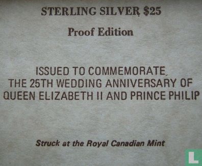 Cayman Islands 25 dollars 1972 (PROOF - silver) "25th Wedding anniversary of Queen Elizabeth II and Prince Philip" - Image 3