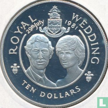 Cayman Islands 10 dollars 1981 (PROOF) "Royal Wedding of Prince Charles and Lady Diana Spencer" - Image 2