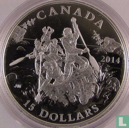 Canada 15 dollars 2014 (PROOF) "Exploring Canada - Voyageurs" - Afbeelding 1