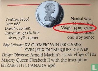 Canada 20 dollars 1986 (PROOF) "1988 Winter Olympics in Calgary - Freestyle skiing" - Afbeelding 3