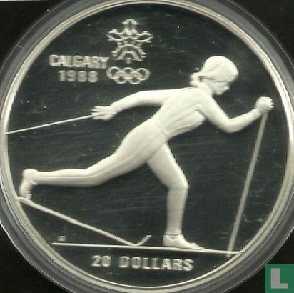 Canada 20 dollars 1986 (PROOF) "1988 Winter Olympics in Calgary - Cross country skiing" - Image 2