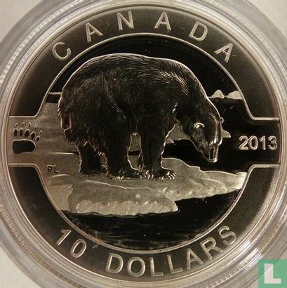 Canada 10 dollars 2013 (PROOF - kleurloos) "Polar bear" - Afbeelding 1