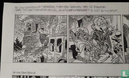Mr. Bommel and the digital drink, strip 1+ 2, sketch, Dick Matena - Image 2