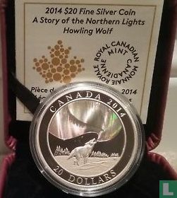 Kanada 20 Dollar 2014 (PP) "Northern lights - Howling wolf" - Bild 3