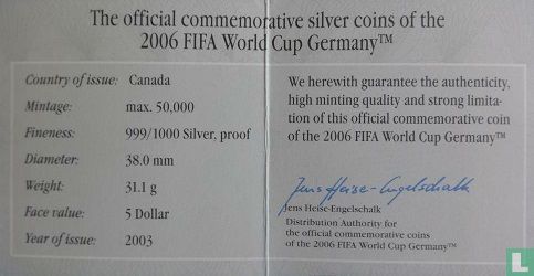Canada 5 dollars 2003 (PROOF) "2006 Football World Cup in Germany" - Image 3