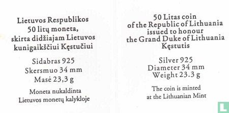 Litouwen 50 litu 1999 (PROOF) "Kestutis - Grand Duke of Lithuania" - Afbeelding 3