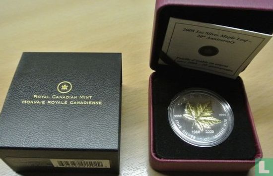 Canada 5 dollars 2008 (PROOF) "20th anniversary Maple Leaf" - Afbeelding 3