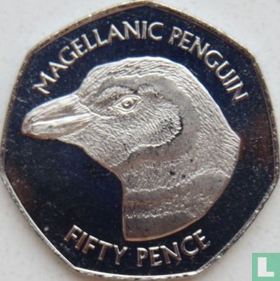 Îles Falkland 50 pence 2018 (non coloré) "Magellanic penguin" - Image 2