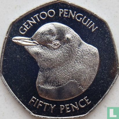 Falkland Islands 50 pence 2018 (colourless) "Gentoo penguin" - Image 2