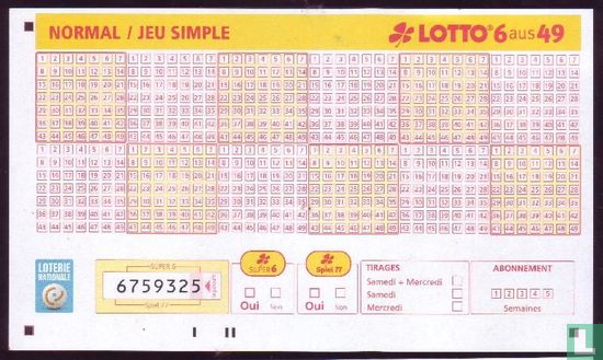 Lotto 6aus49 Normal / Jeu simple (Luxembourg) - Afbeelding 1