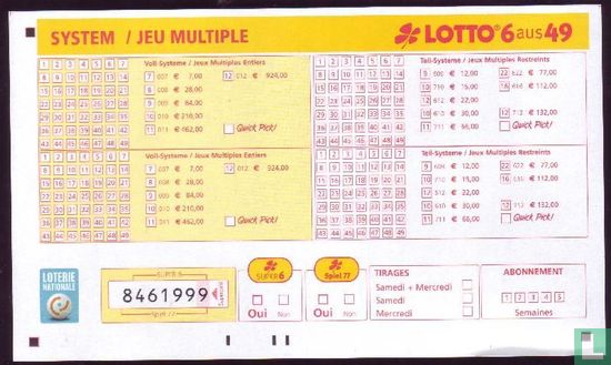 Lotto 6aus49 System / Jeu multiple (Luxembourg) - Image 1