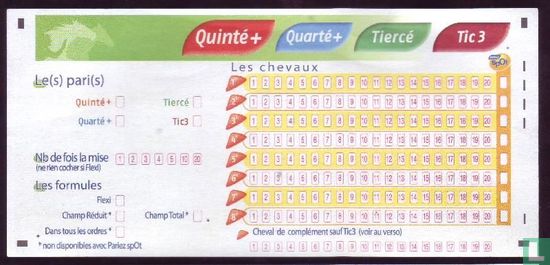 Ticket PMU - Quinté + - Quarté + - Tiercé - Tic 3 (Luxembourg) - Image 1