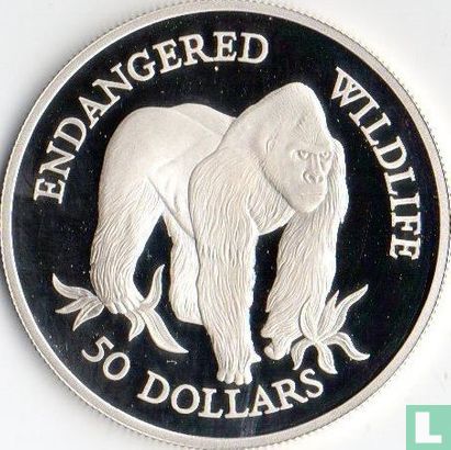 Cookeilanden 50 dollars 1992 (PROOF) "Gorilla" - Afbeelding 2