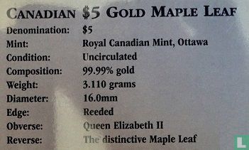 Canada 5 dollars 2012 (goud) - Afbeelding 3
