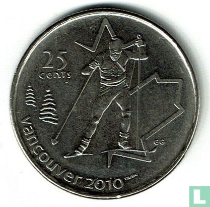 Canada 25 cents 2009 (kleurloos) "Vancouver 2010 Winter Olympics - Cross country skiing" - Afbeelding 2
