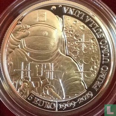 San Marino 5 euro 2019 (PROOF) "50th anniversary First man on the moon" - Afbeelding 1