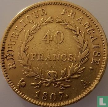 France 40 francs 1807 (A - tête nue) - Image 1