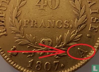 France 40 francs 1807 (A - tête nue) - Image 3