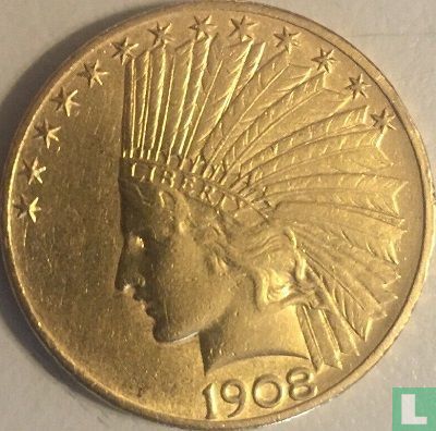 États-Unis 10 dollars 1908 (avec IN GOD WE TRUST - D) - Image 1