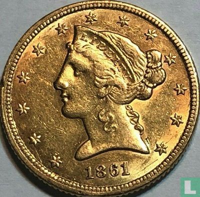 États-Unis 5 dollars 1861 (sans lettre) - Image 1