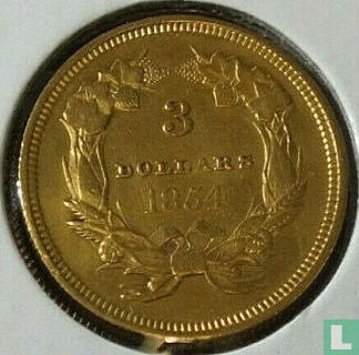 États-Unis 3 dollars 1854 (sans lettre) - Image 1