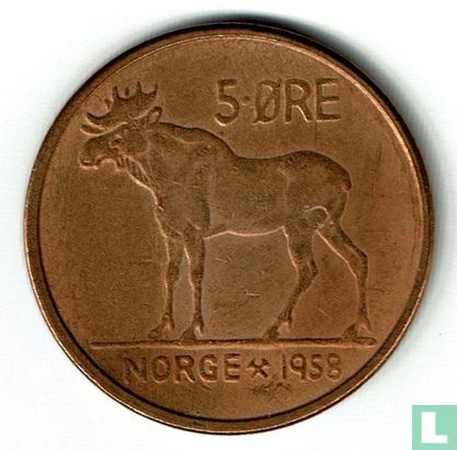 Norwegen 5 Øre 1958 - Bild 1