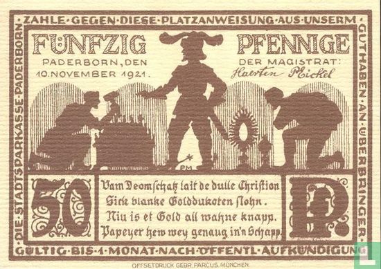 Paderborn, Stadtsparkasse - 50 Pfennig 1921 - Afbeelding 1
