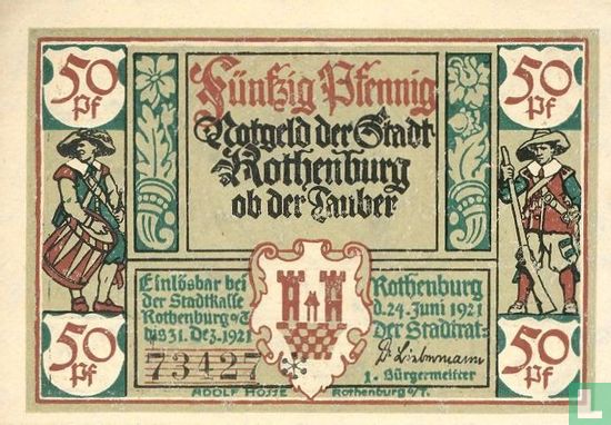 Rothenburg, Stadt - 50 Pfennig (5) 1921 - Bild 1