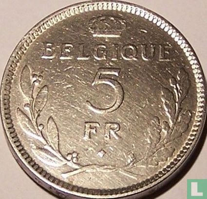 België 5 francs 1937 (positie A) - Afbeelding 2