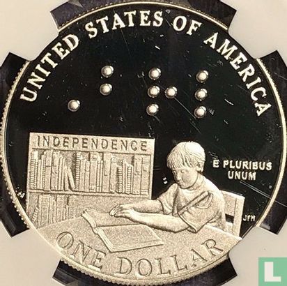 United States 1 dollar 2009 (PROOF) "Bicentenary Birth of Louis Braille" - Image 2