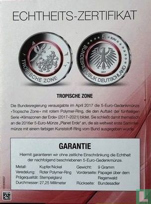 Allemagne 5 euro 2017 (PROOFLIKE - A) "Tropical zone" - Image 3