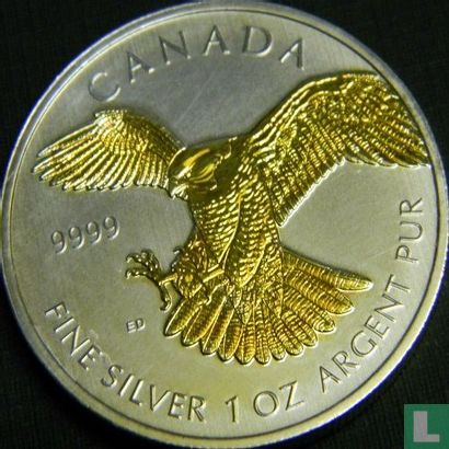 Canada 5 dollars 2014 (coloré) "Peregrine falcon" - Image 2