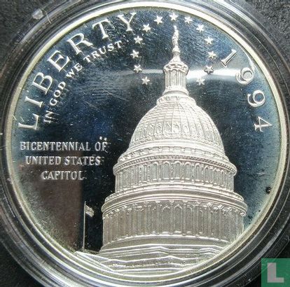 Verenigde Staten 1 dollar 1994 (PROOF) "Bicentennial of the United States Capitol" - Afbeelding 1