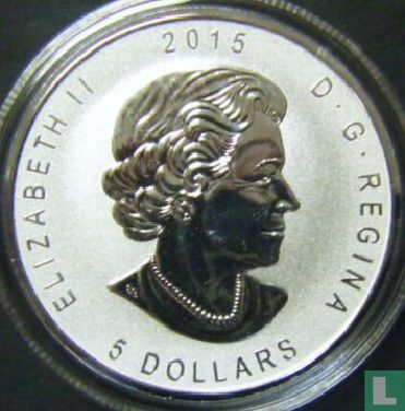 Canada 5 dollars 2015 (argent - non coloré - avec marque privy E=mc2) - Image 1