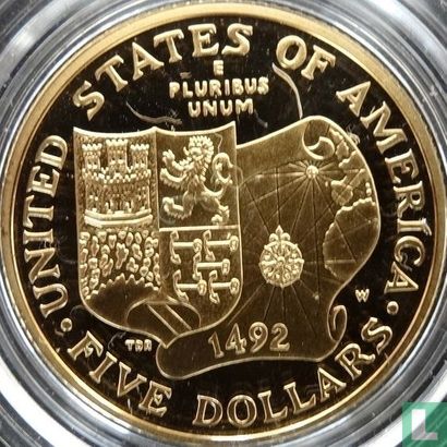 Verenigde Staten 5 dollars 1992 (PROOF) "Columbus quincentenary of America's discovery" - Afbeelding 2