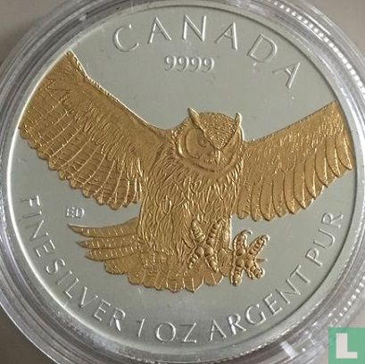 Canada 5 dollars 2015 (coloured) "Great horned owl" - Image 2