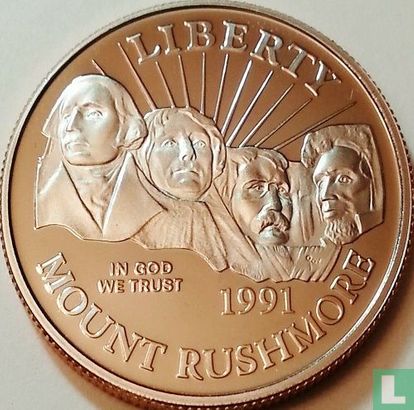 Verenigde Staten ½ dollar 1991 (PROOF) "50th anniversary of Mount Rushmore" - Afbeelding 1